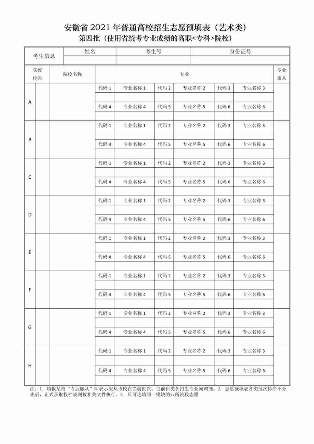 2021年安徽普通高校招生志愿预填表公布 - 更三高考